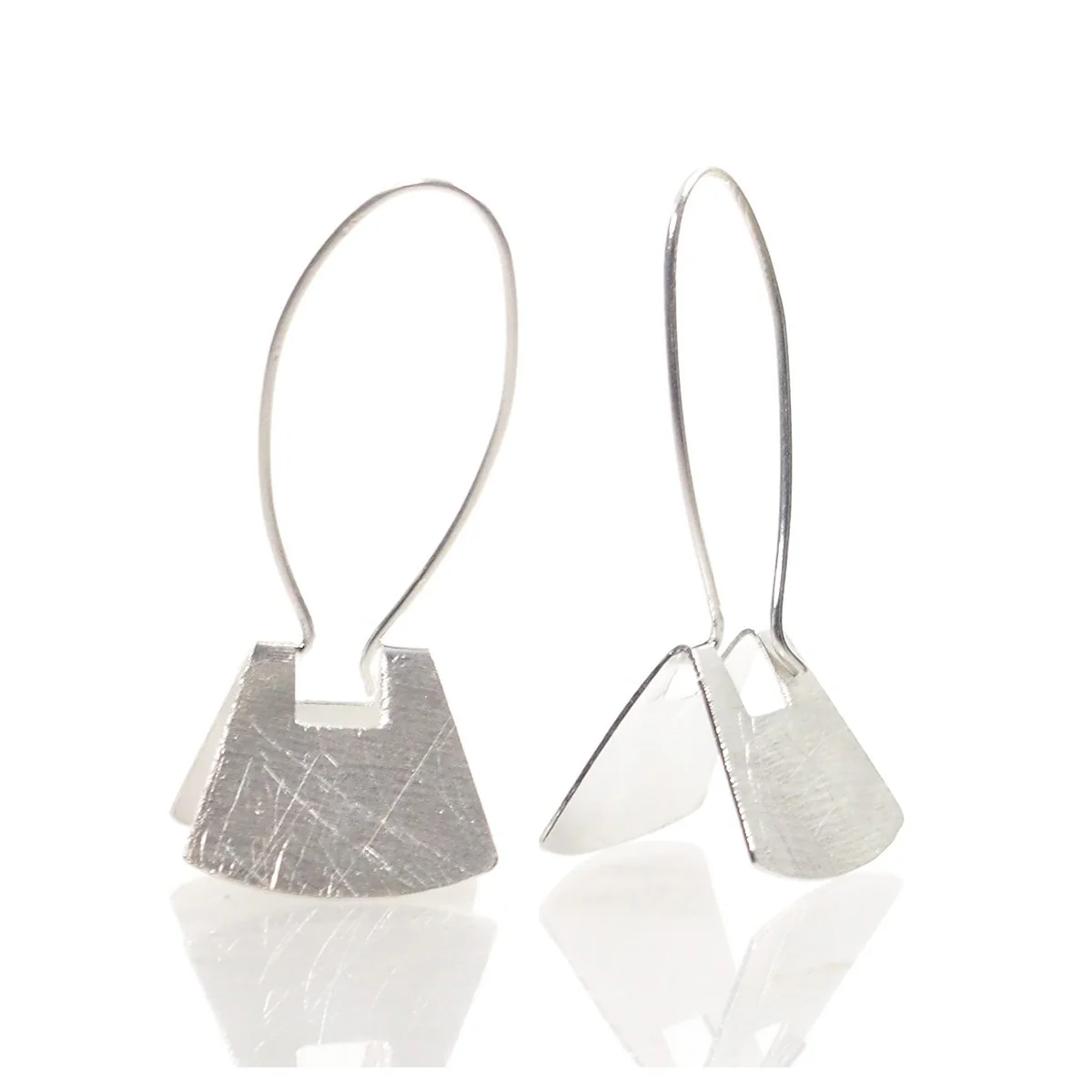 Sterling Silver Brushed Folder Earrings - Image 2