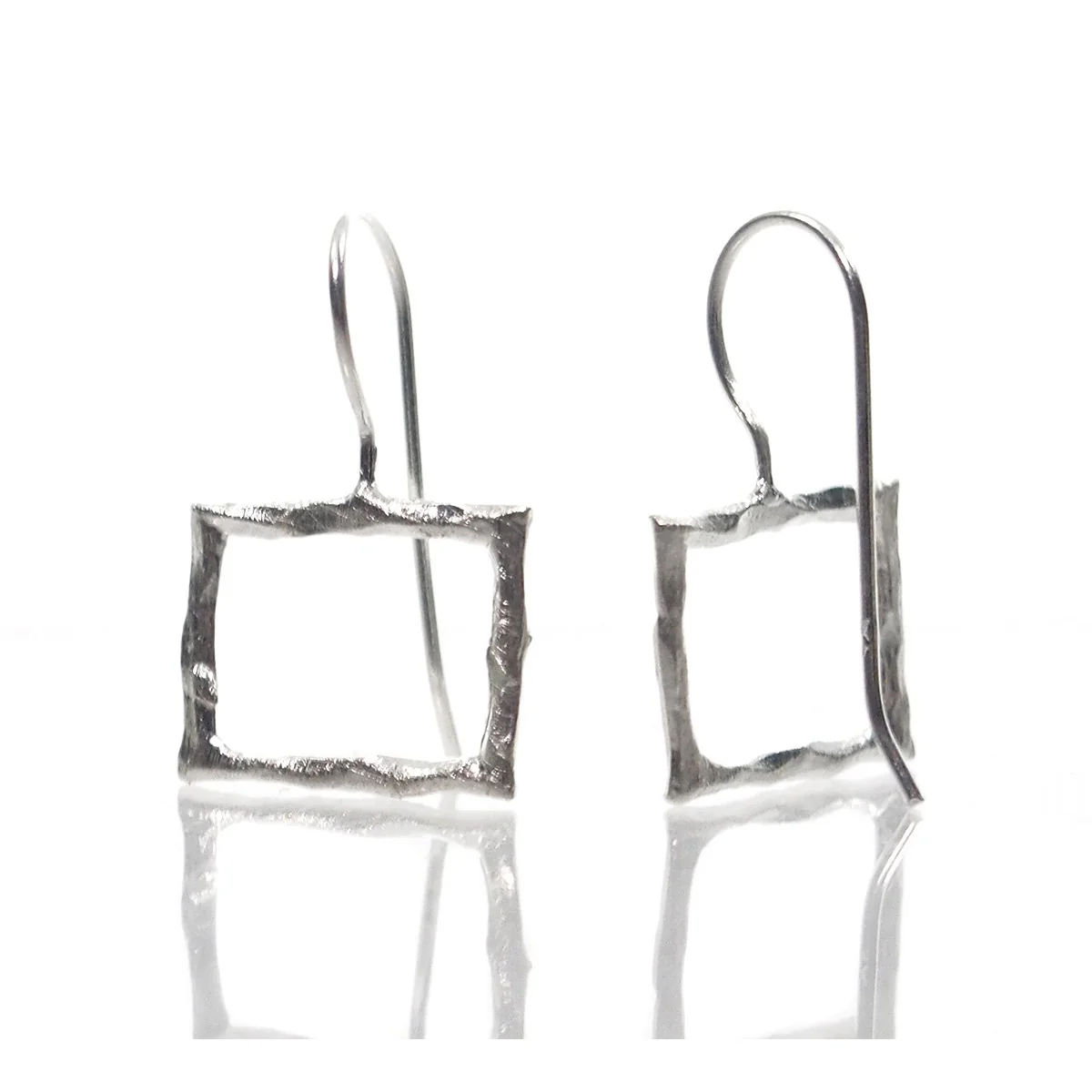 Sterling Silver Brushed Square Earrings - Image 2