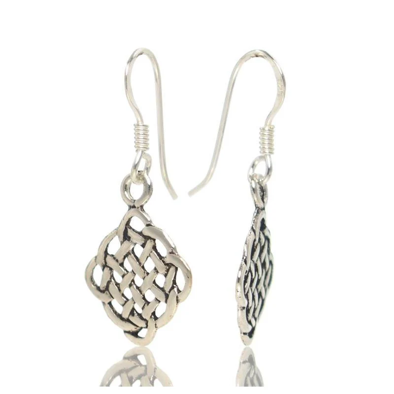 Sterling Silver Celtic Diamond Window Earrings - Image 2