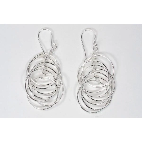 Sterling Silver Circle Cascade Earrings - Image 2