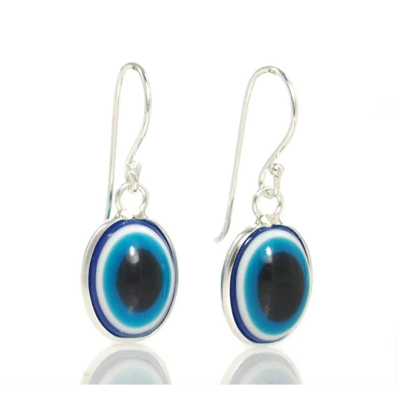 Sterling Silver Deep Blue Eye Earrings - Image 2