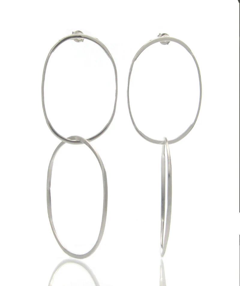 Sterling Silver Brushed Double 8's Earrings - Image 2
