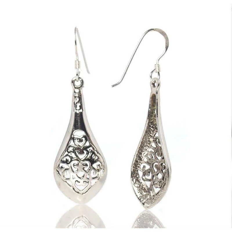 Sterling Silver Filigree Teardrop Earrings - Image 2