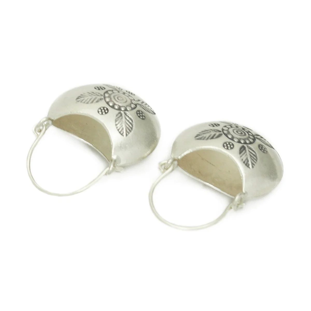 Sterling Silver Floral Cup Hilltribe Earrings - Image 2