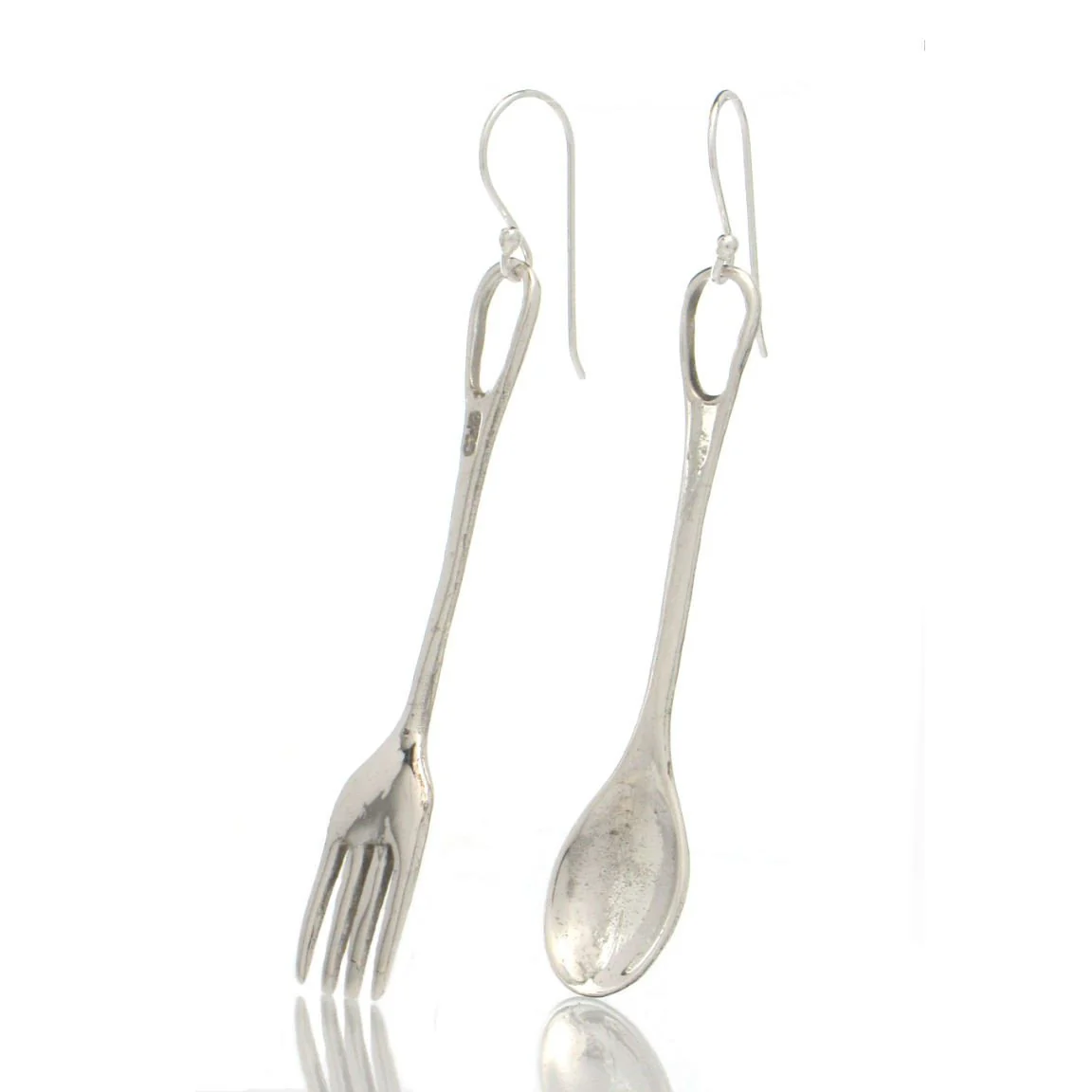 Sterling Silver Fork and Spoon Earrings - Image 2