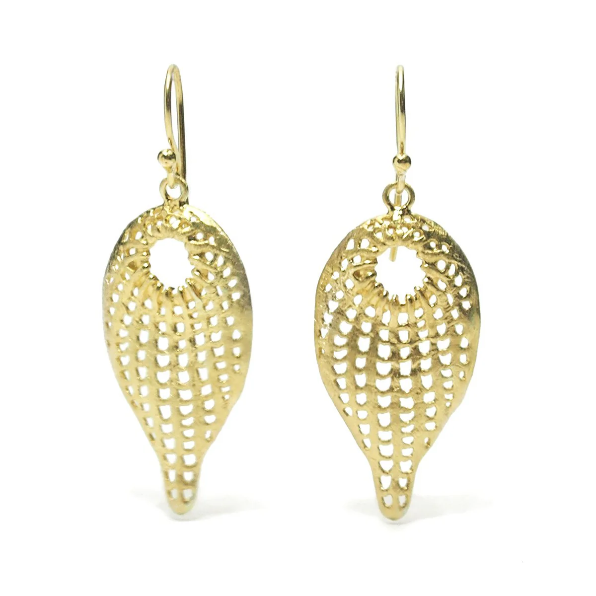Gold Vermeil over Sterling Silver Cutout Leaf Earrings - Image 2