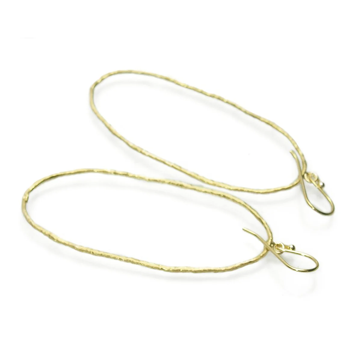 Gold Vermeil over Sterling Silver Hammered Oval Hoop Earrings - Image 2