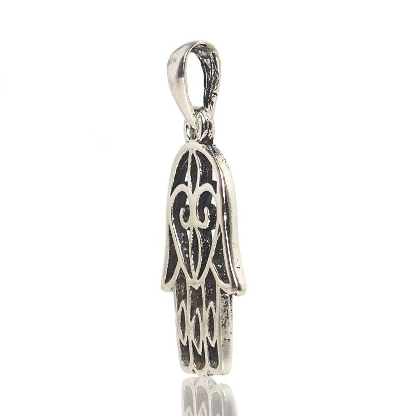 Sterling Silver Hamsa Loving Heart Pendant - Image 2