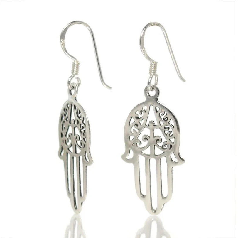 Sterling Silver Hamsa Tree Earrings - Image 2