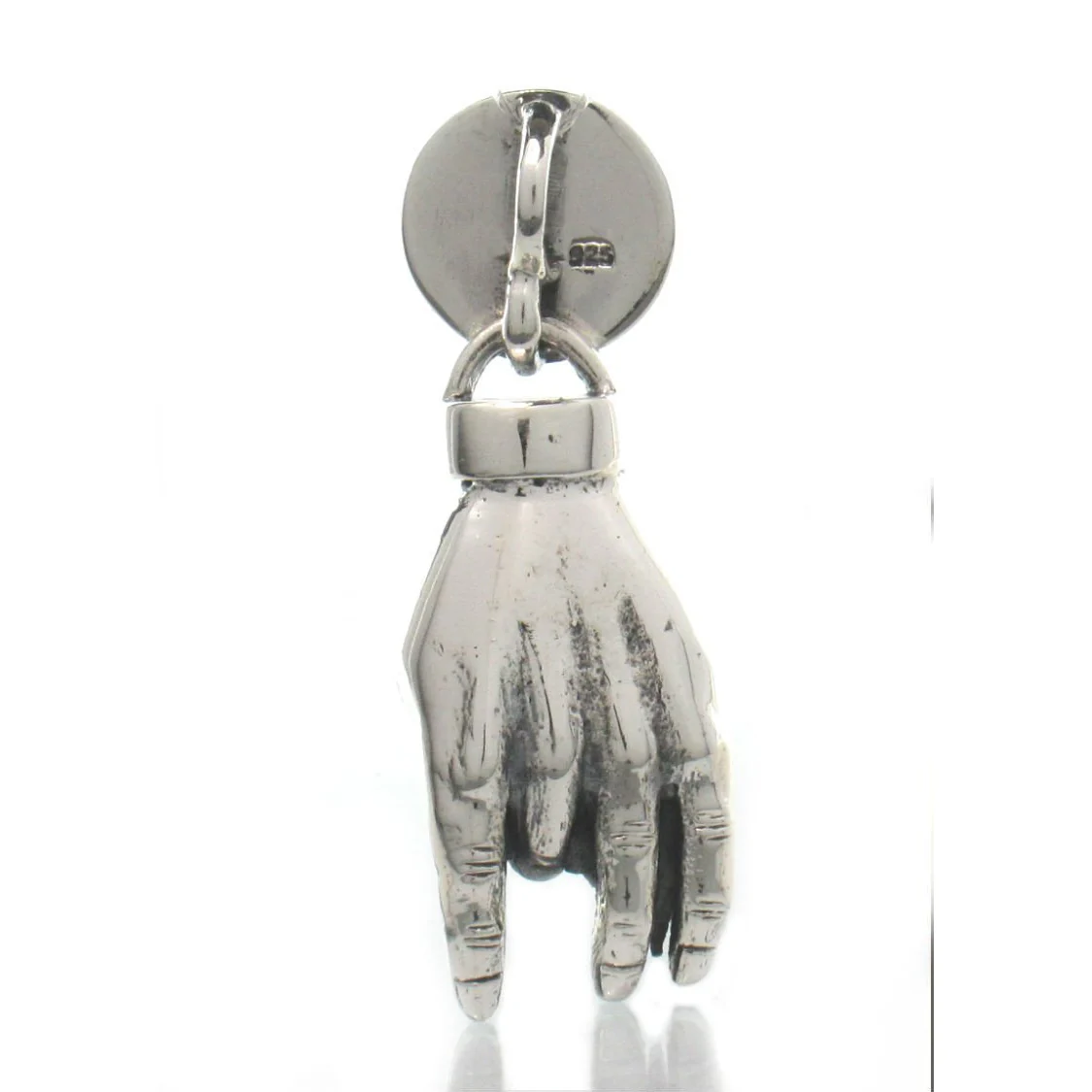 Sterling Silver Hand Mudra Ohm Pendant - Image 2