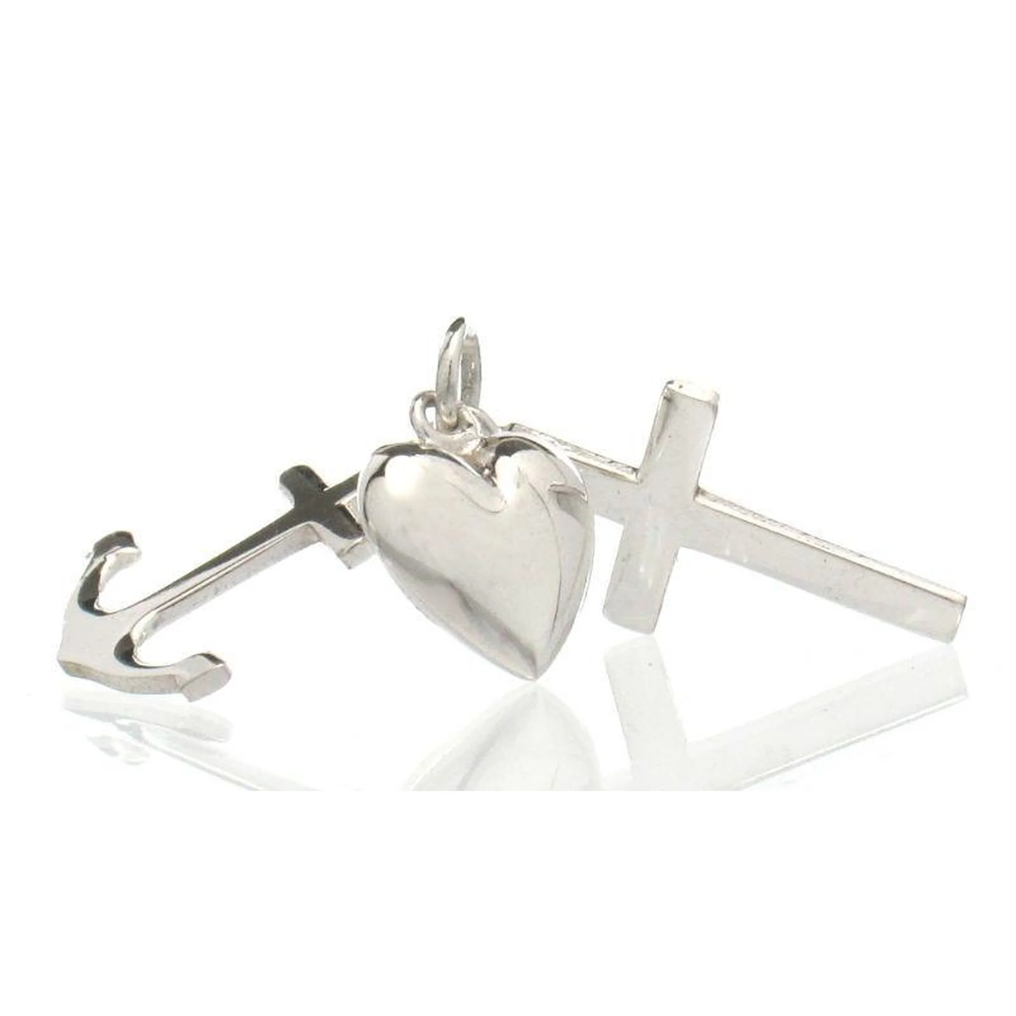 Sterling Silver Heart/ Anchor/Cross Charm, (Faith, Hope and Charity) Medium - Image 2