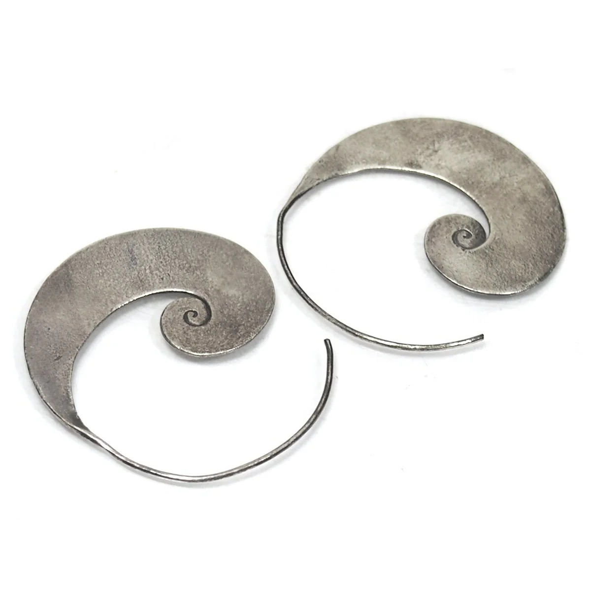 Sterling Silver Elegant Spiral Hilltribe Earrings, Medium - Image 2