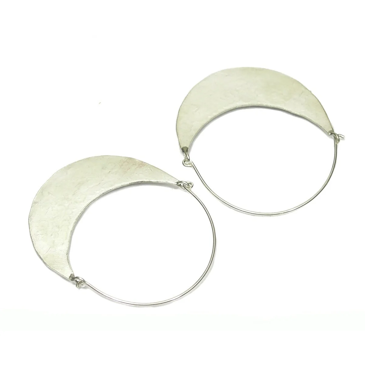 Sterling Silver Lacey Crescent Hilltribe Earrings - Image 2