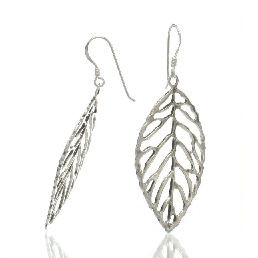 Sterling Silver Leaf Earrings - Image 2