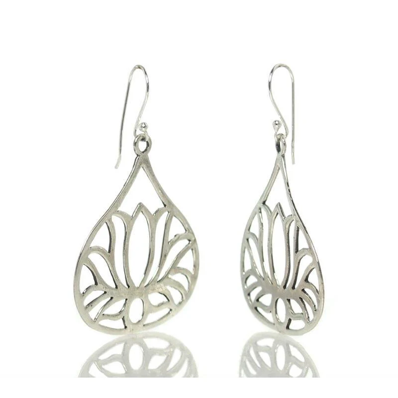 Sterling Silver Lotus Blossom Earrings, Large - Image 2
