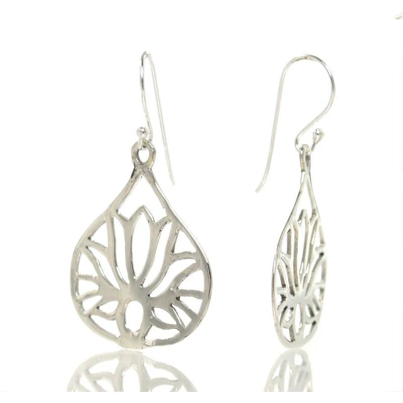 Sterling Silver Lotus Blossom Earrings, Medium - Image 2