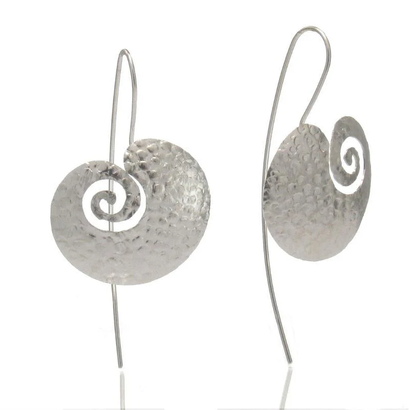 Sterling Silver Hand Hammered Magatama Earrings - Image 2