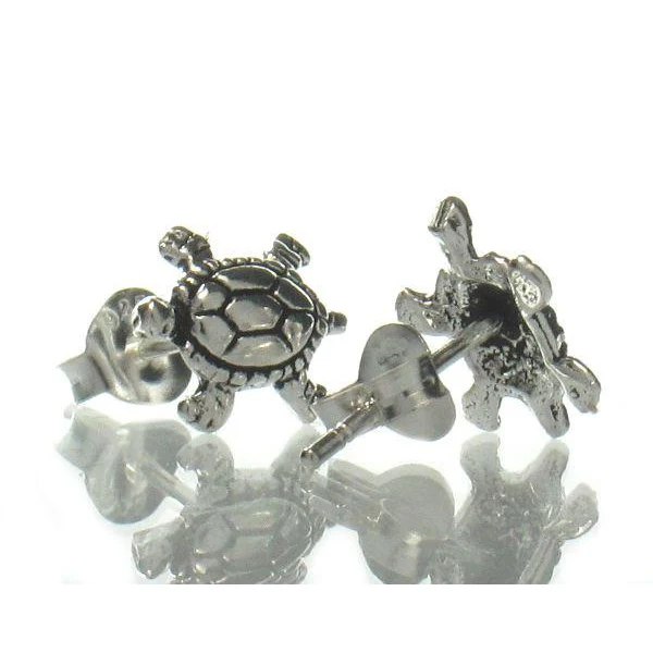 Sterling Silver Mini Turtle Stud Earrings - Image 2