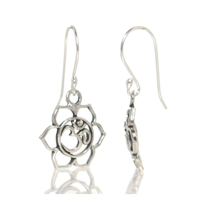 Sterling Silver Om Flower Earrings - Image 2