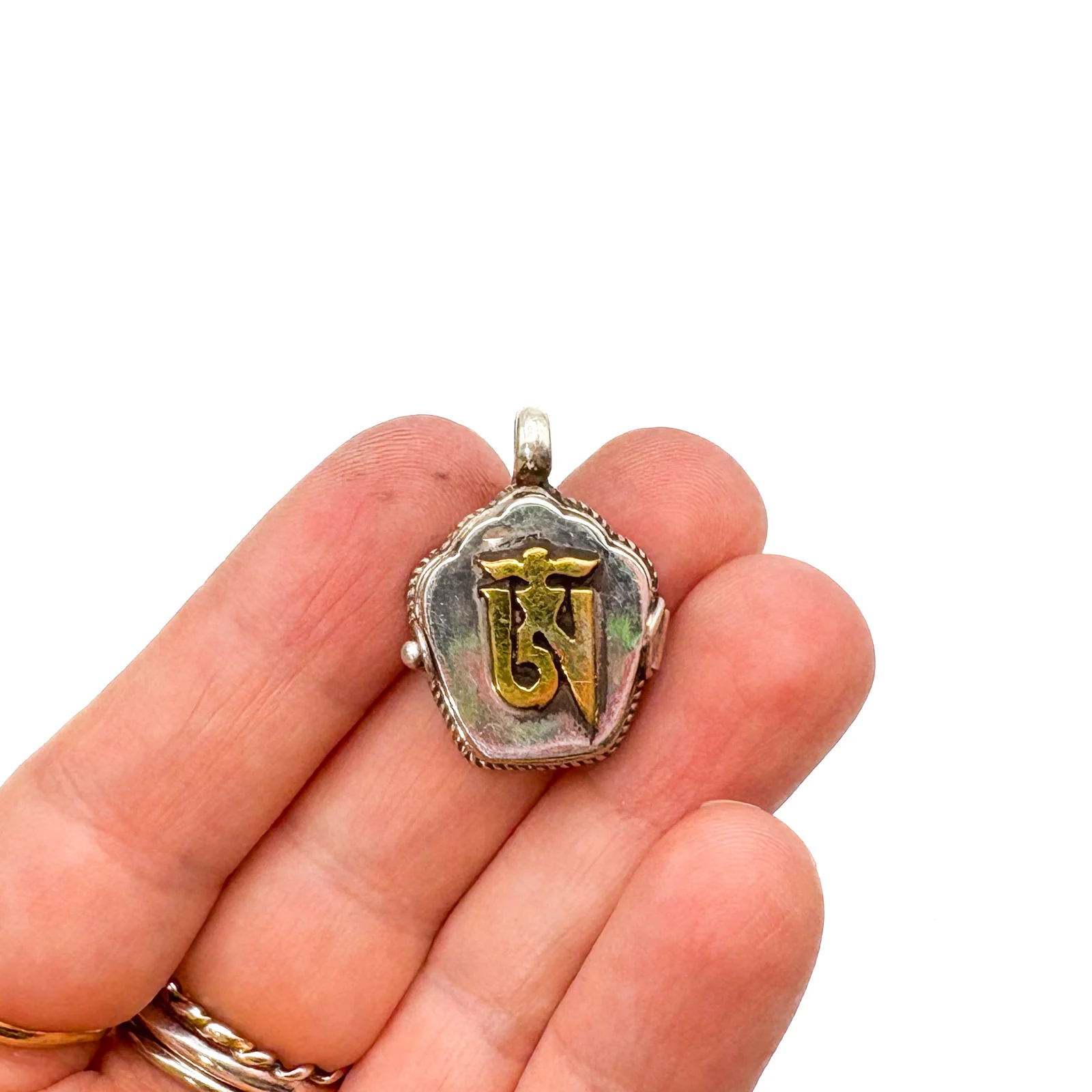 Sterling Silver Ohm Gau Locket Pendant Amulet Miniature - Image 13