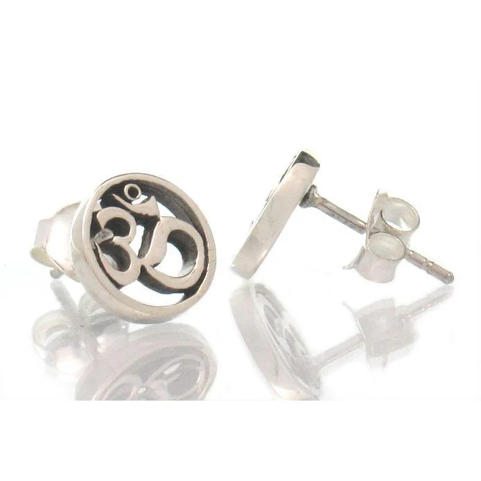 Sterling Silver Om Stud Earrings - Image 2