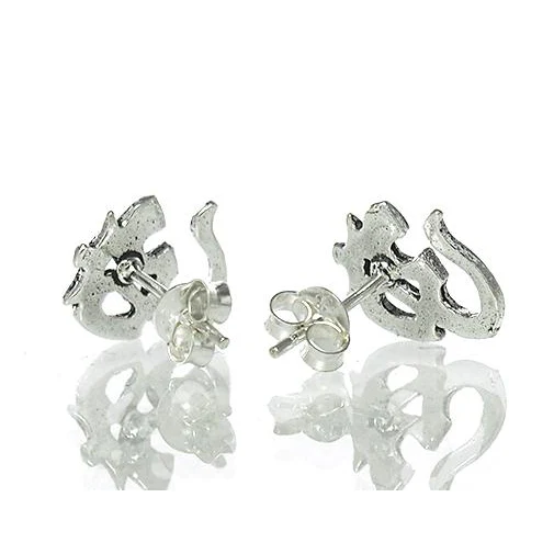 Sterling Silver Ohm Stud Earrings - Image 2
