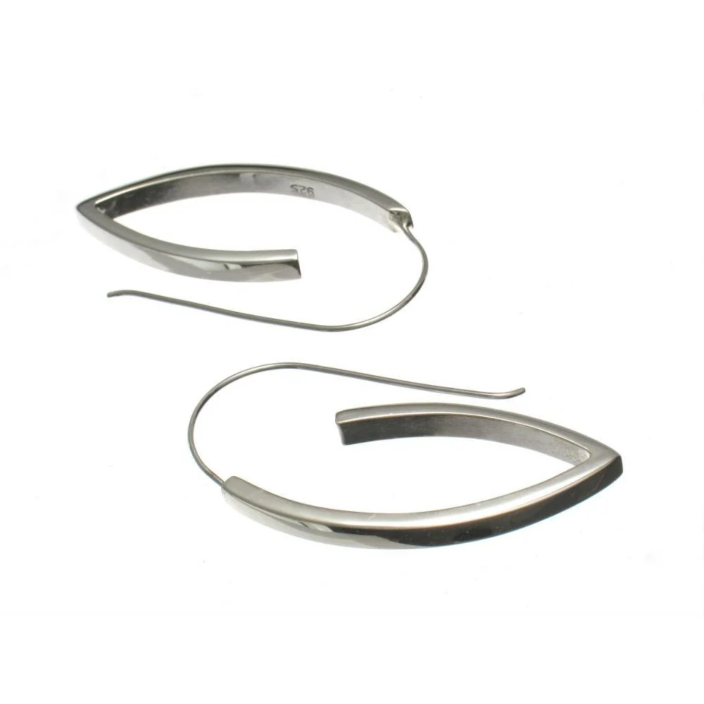 Sterling Silver Oval Hoop Earrings - Image 2