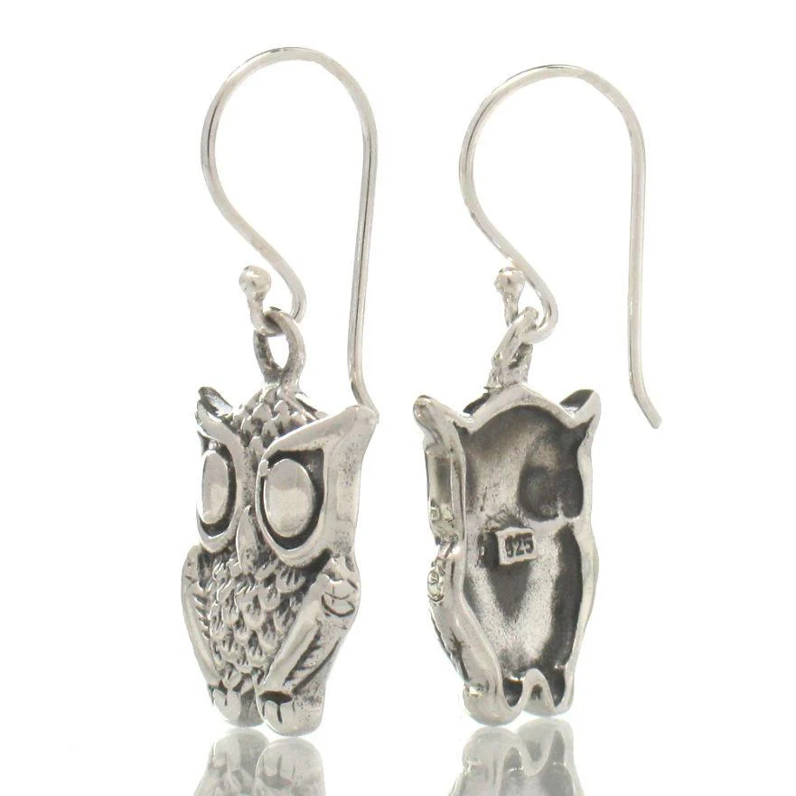 Sterling Silver Owl Earrings - Image 2