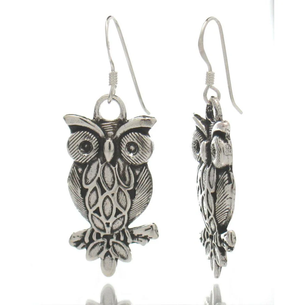 Sterling Silver Owl Earrings - Image 2
