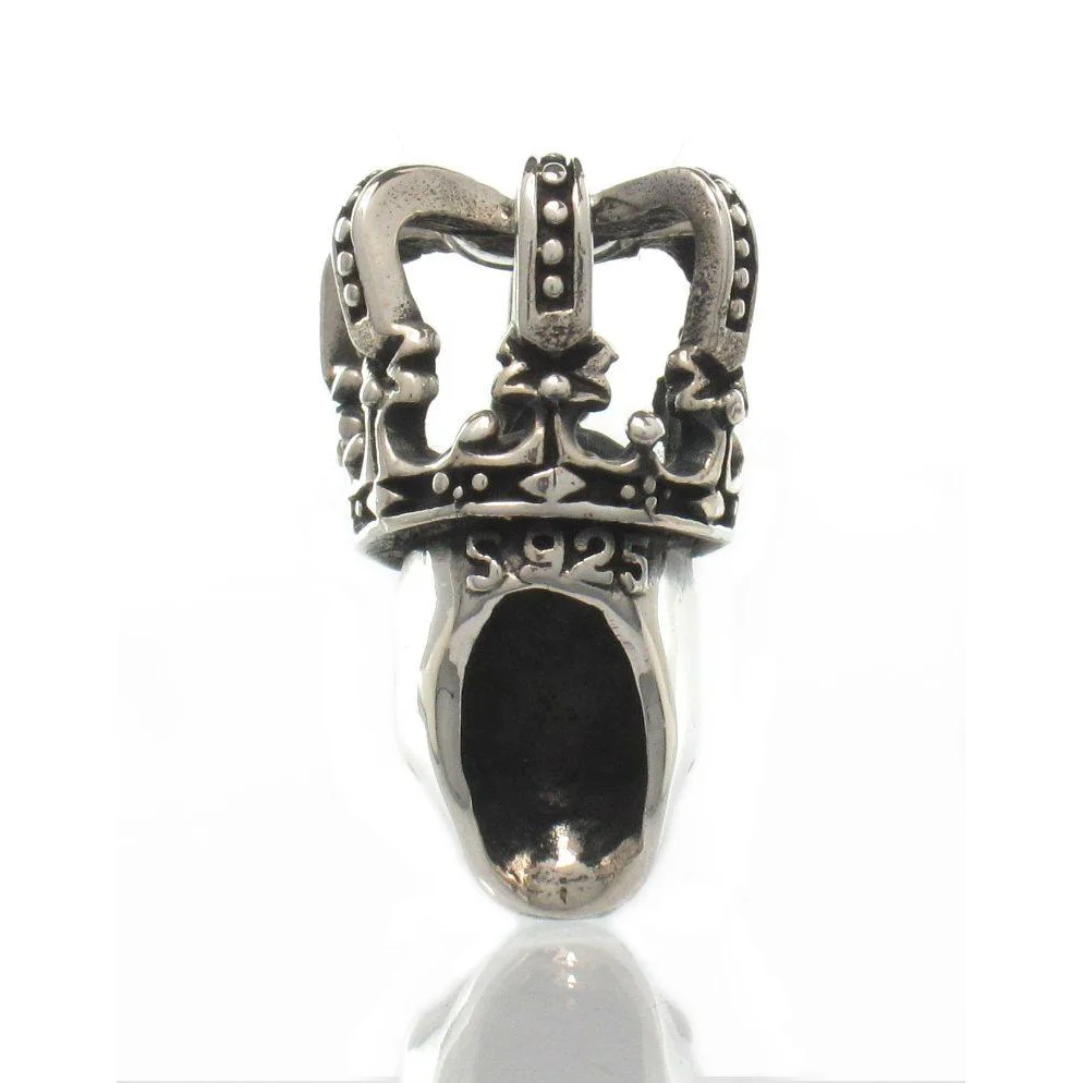 Rey San Pascual Sterling Silver Skull 3D Pendant with Crown - Image 3