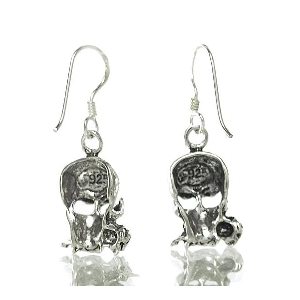 Sterling Silver Skull with Rose Earrings - Image 2