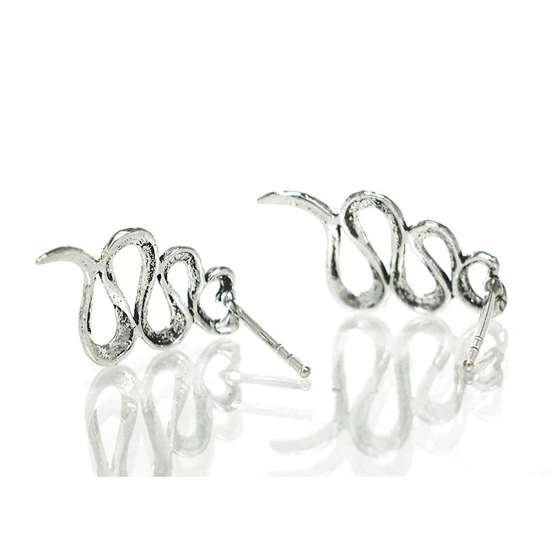 Sterling Silver Snake Stud Earrings - Image 2