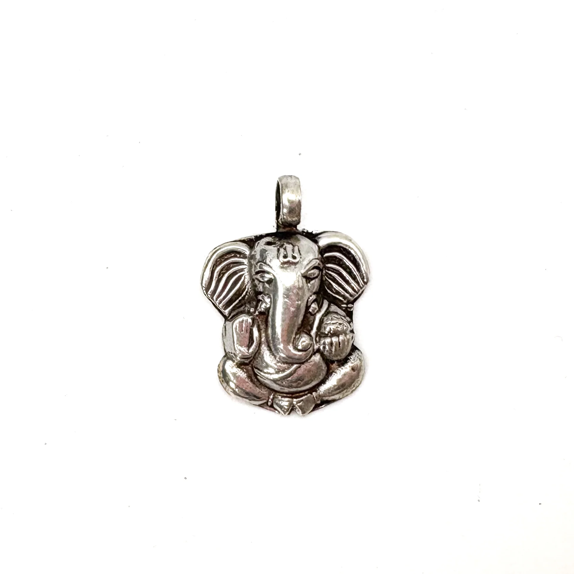 Sterling Silver Stamped Ganesha Blessing Pendant Amulet - Image 2