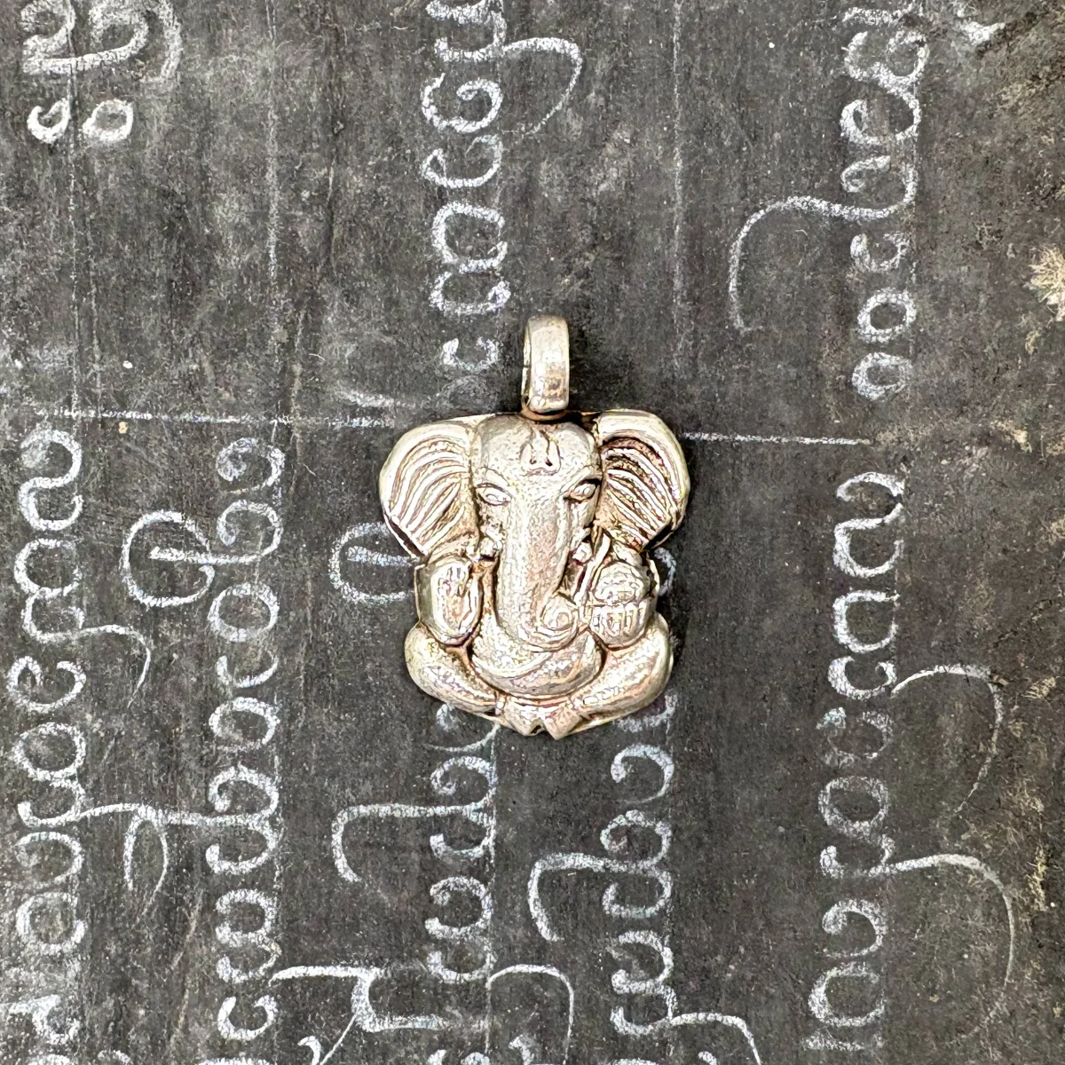 Sterling Silver Stamped Ganesha Blessing Pendant Amulet - Image 3