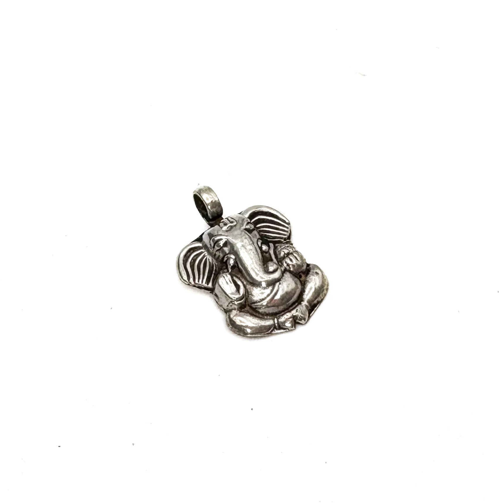 Sterling Silver Stamped Ganesha Blessing Pendant Amulet - Image 4