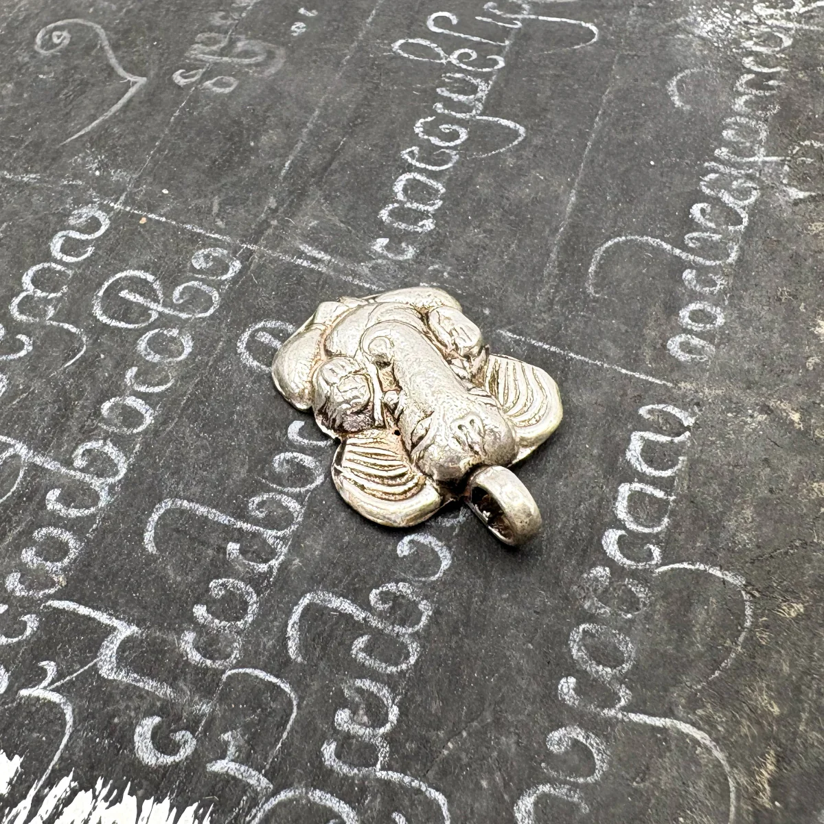 Sterling Silver Stamped Ganesha Blessing Pendant Amulet - Image 5