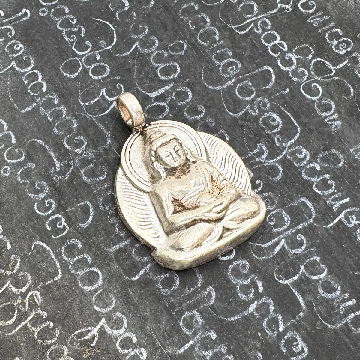 Sterling Silver Stamped Buddha Pendant Amulet - Image 11