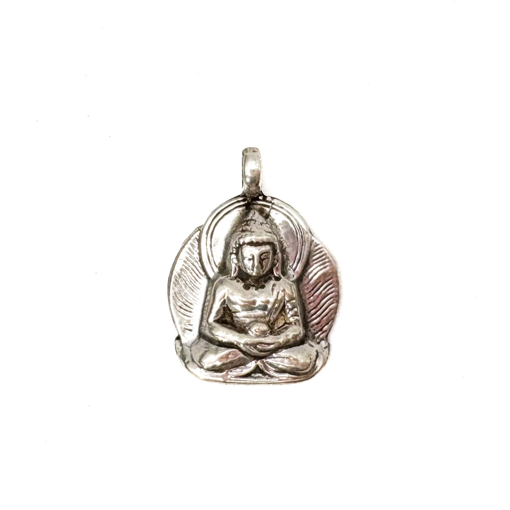 Sterling Silver Stamped Buddha Pendant Amulet - Image 2