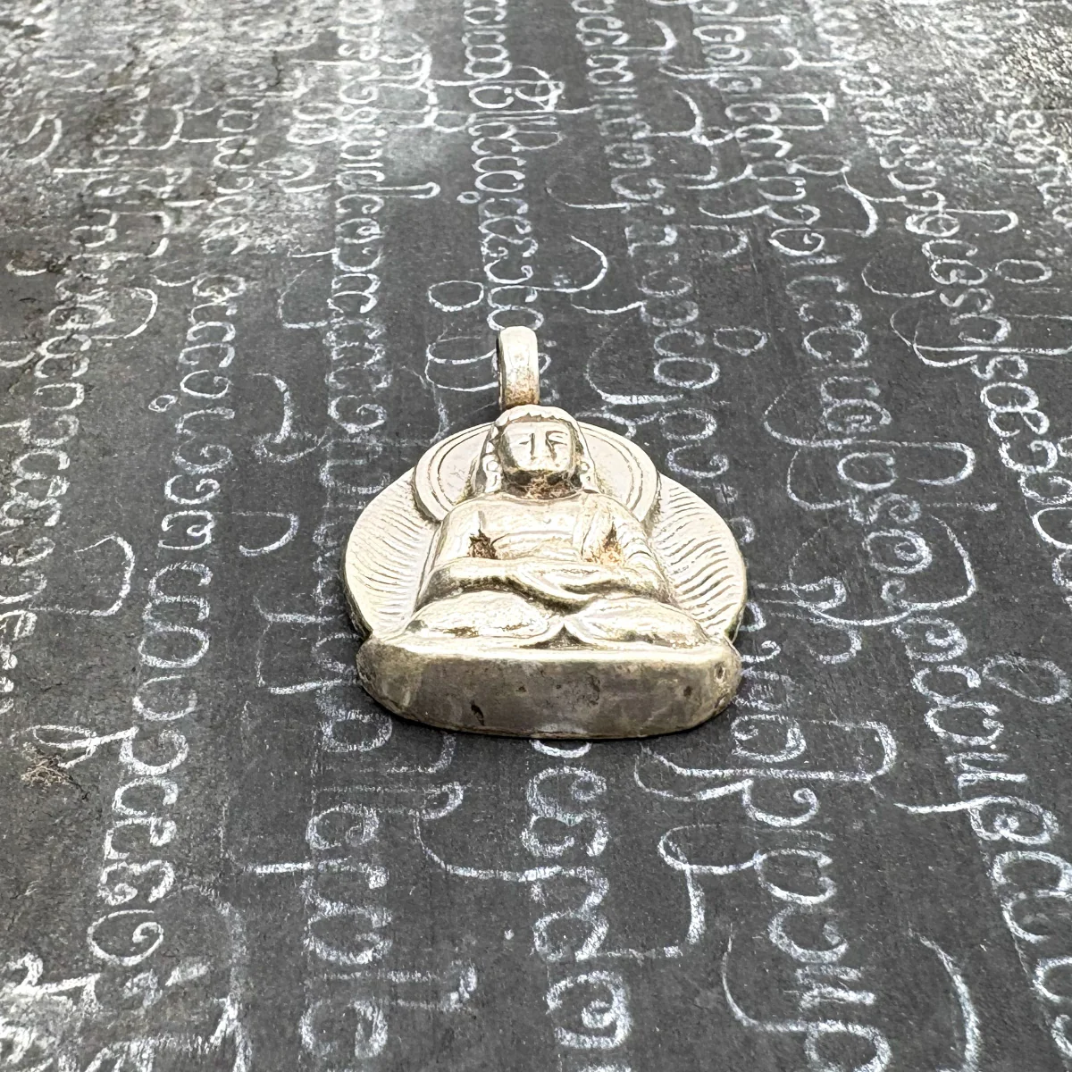 Sterling Silver Stamped Buddha Pendant Amulet - Image 4