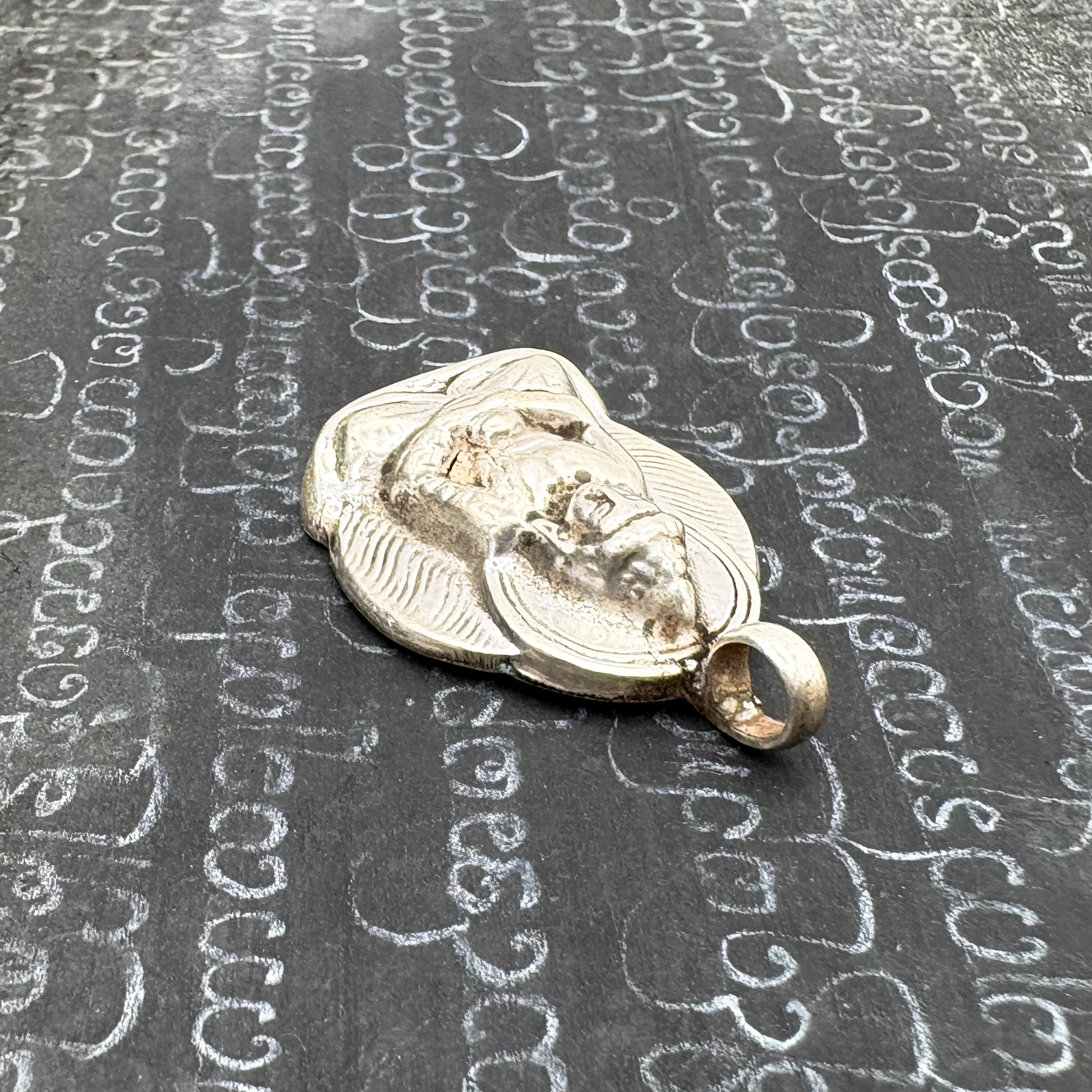 Sterling Silver Stamped Buddha Pendant Amulet - Image 6