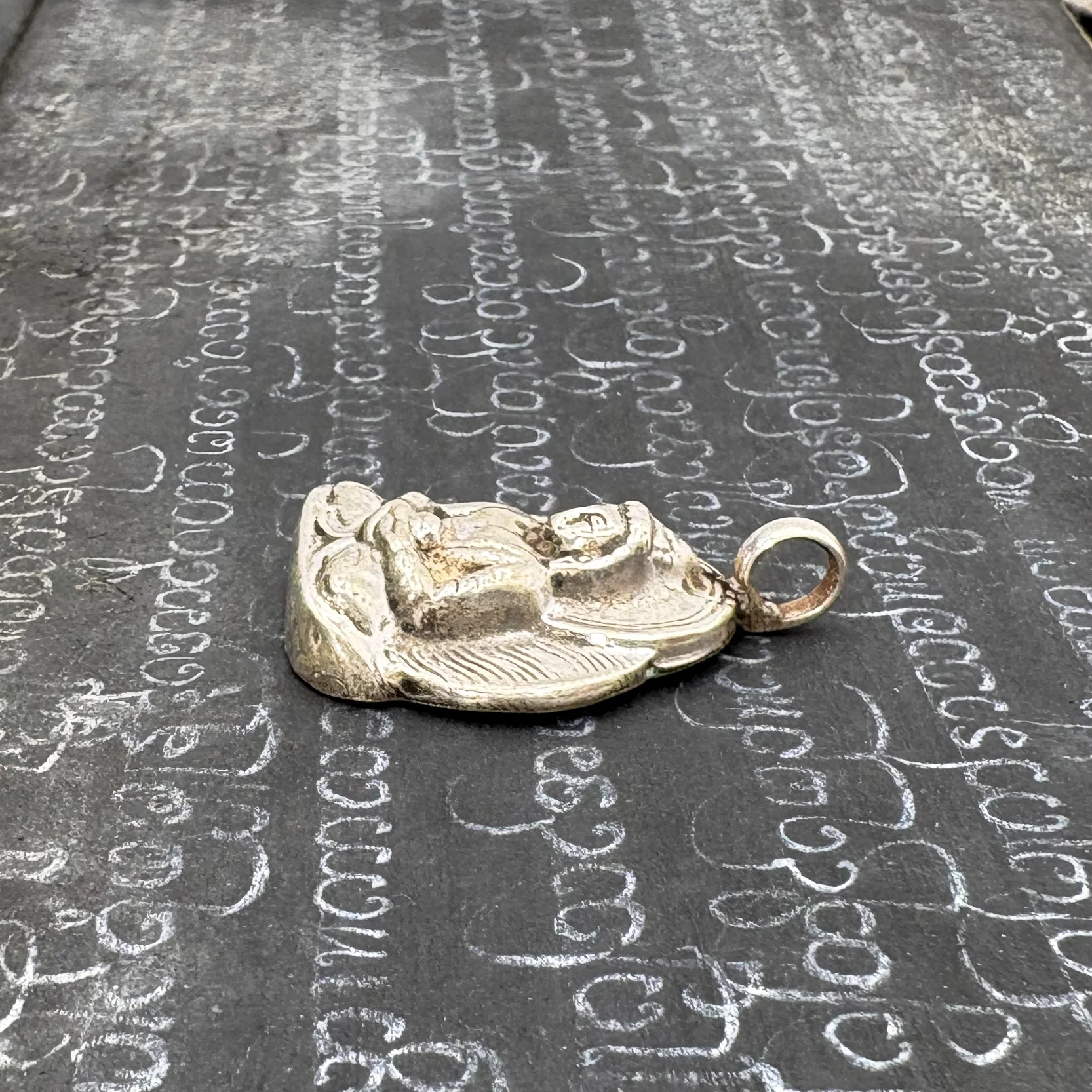 Sterling Silver Stamped Buddha Pendant Amulet - Image 8