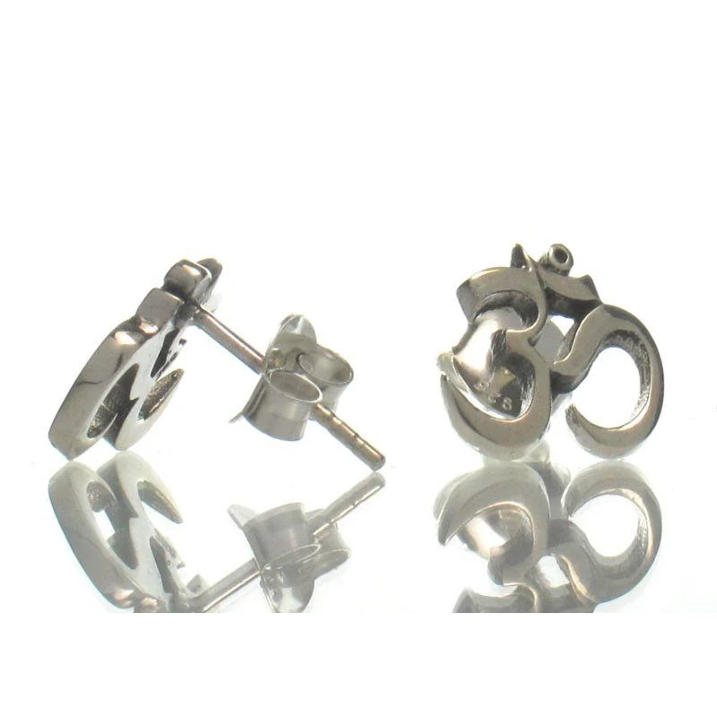 Sterling Silver Om Stud Earrings - Image 2