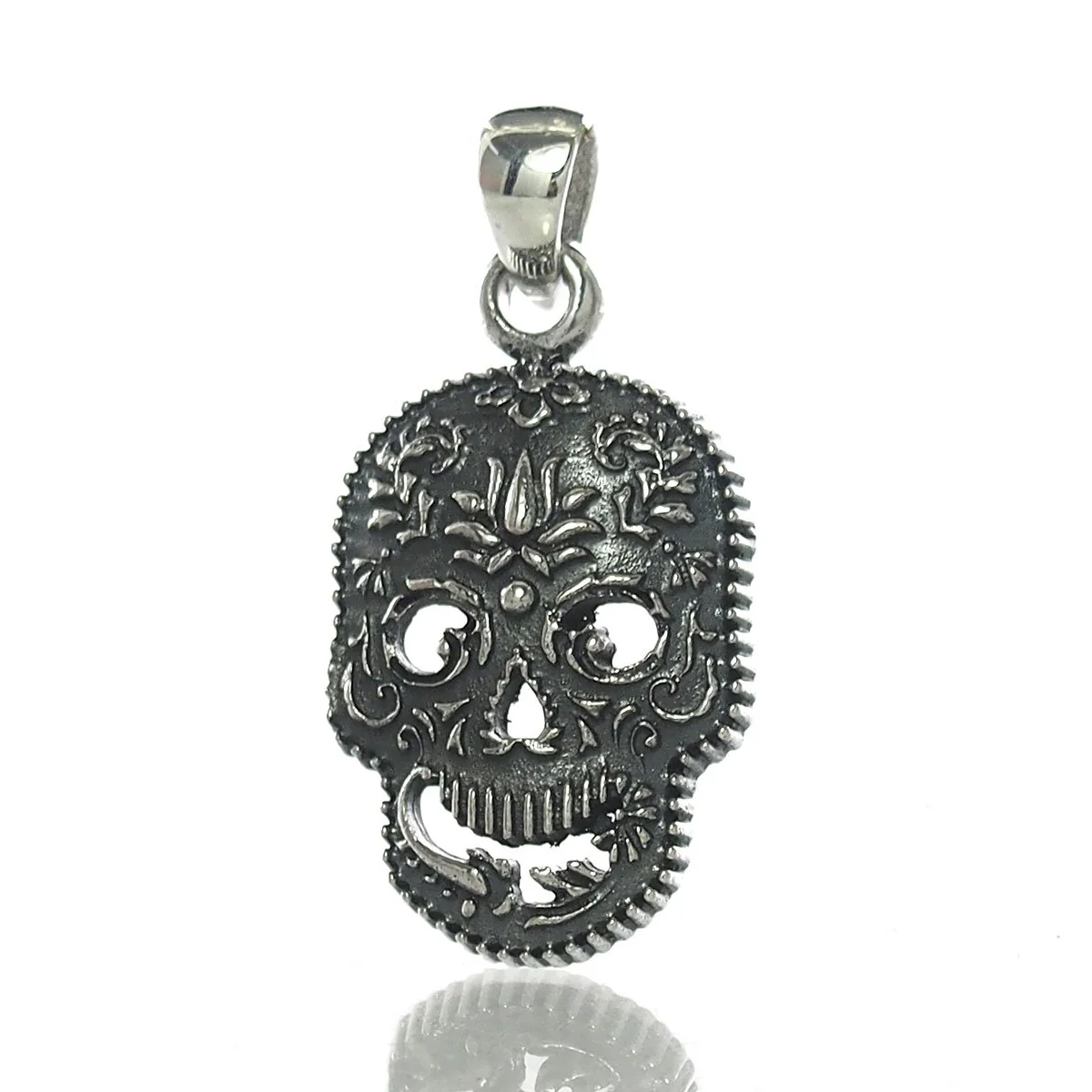 Sterling Silver Sugar Skull Pendant - Image 2