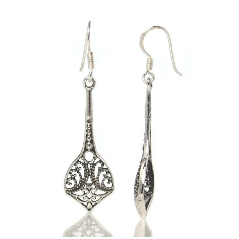 Sterling Silver Filagree Teardrop Earrings - Image 2