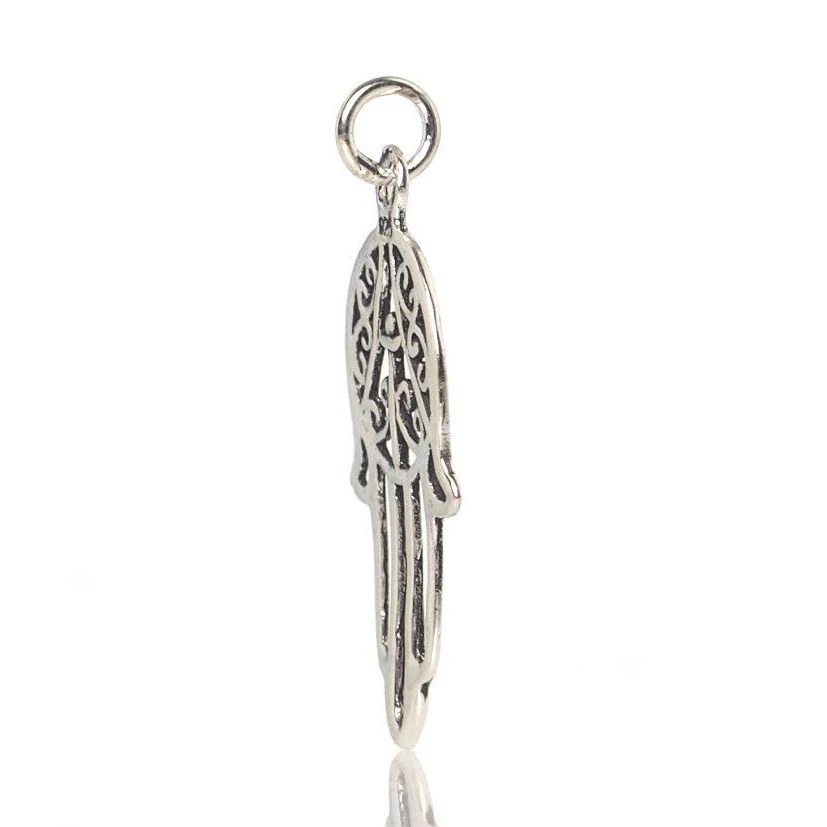 Sterling Silver Hamsa Teardrop Pendant - Image 2