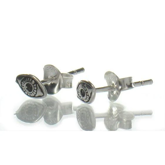 Sterling Silver Tiny Eye Stud Earrings - Image 2