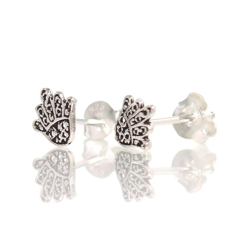 Hamsa Sterling Silver Stud Earrings - Image 2