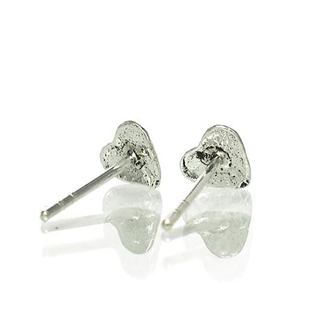 Sterling Silver Tiny Heart Stud Earrings - Image 2