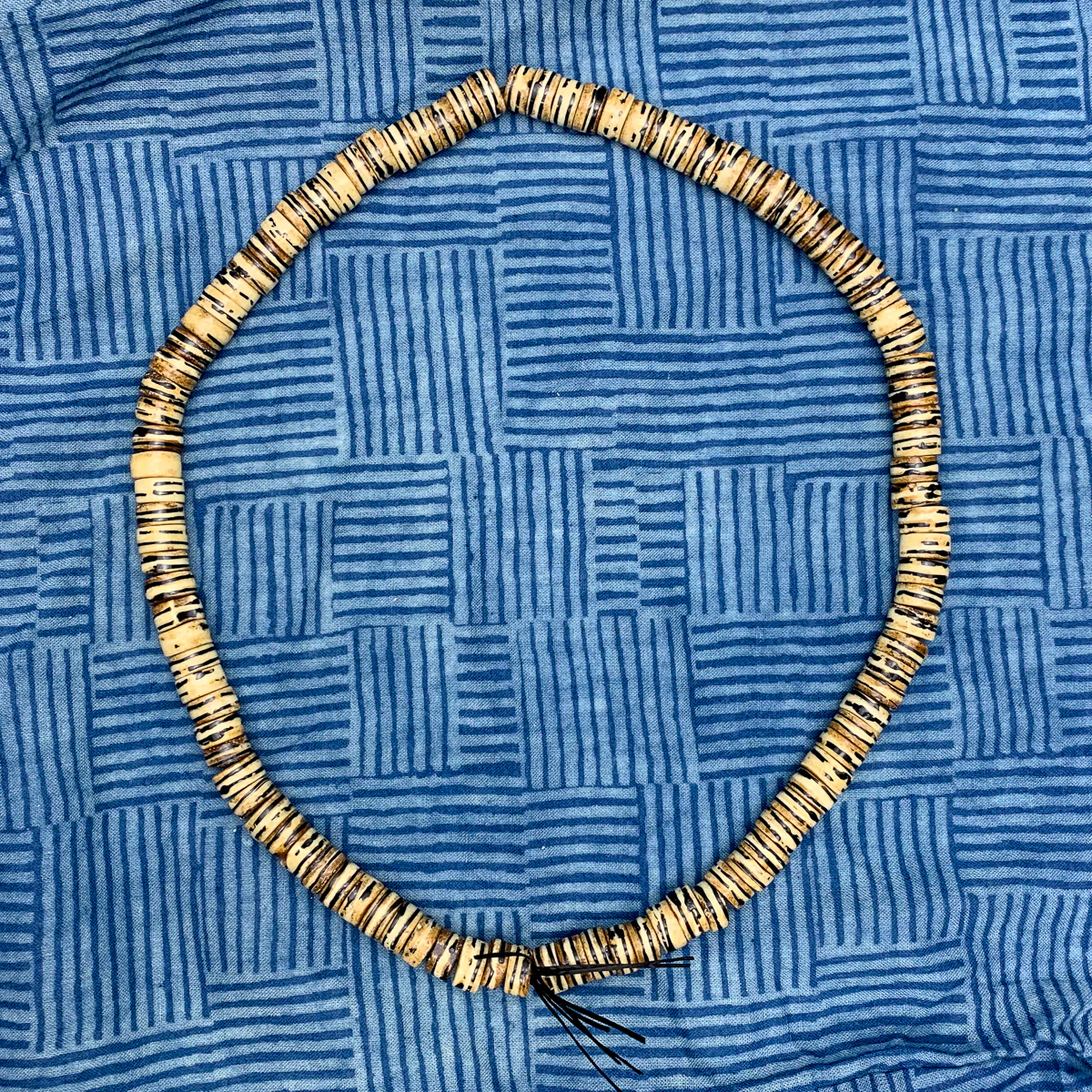 Batik Dyed Striped Cow Bone Stretch Mala Double Wrap Bracelet - Image 3