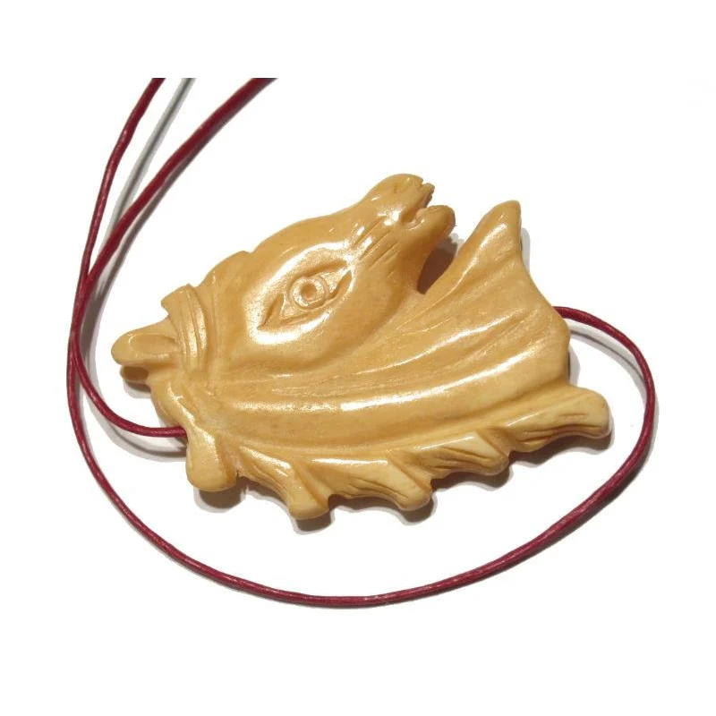 "Successful" Horse Hand Carved Cow Bone Pendant - Image 5